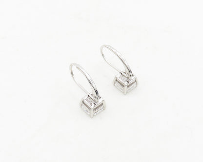 925 Sterling Silver  Shiny Cubic Zirconia French Back Drop Earrings  EG9393