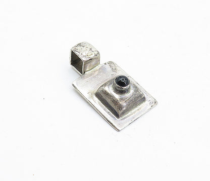 SILPADA 925 Silver  Vintage Petite Black Onyx Square Dome Pendant  PT4019
