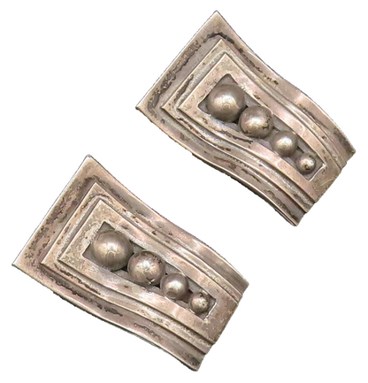 PAT AREIAS 925 Silver  Vintage Graduated Beads Wavy Clip Earrings  EG12192