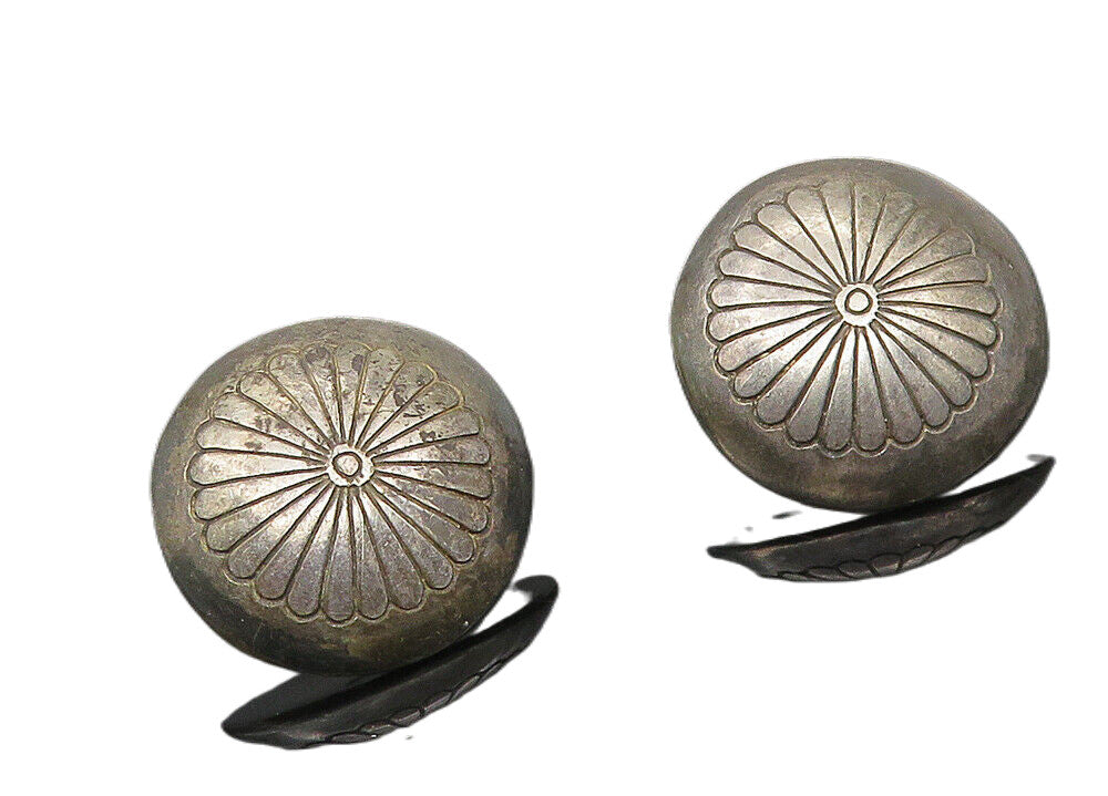 SOUTHWESTERN 925 Sterling Silver Vintage Floral Dome Drop Earrings EG5657