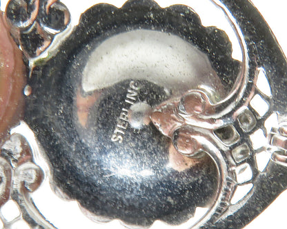 925 Sterling Silver  Vintage Shiny Sparkling Floral Design Brooch Pin  BP4862