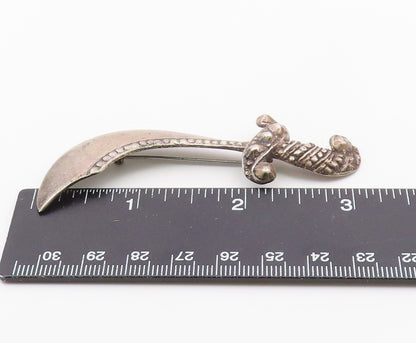 925 Sterling Silver  Vintage Antique Dark Tone Dagger Motif Brooch Pin  BP3036