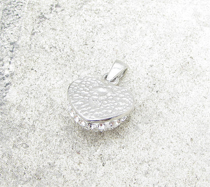 925 Sterling Silver  White Crystals Love Heart Drop Pendant  PT1431