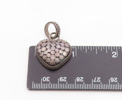 925 Sterling Silver  Vintage Dark Tone Love Heart Dome Twist Pendant  PT16305
