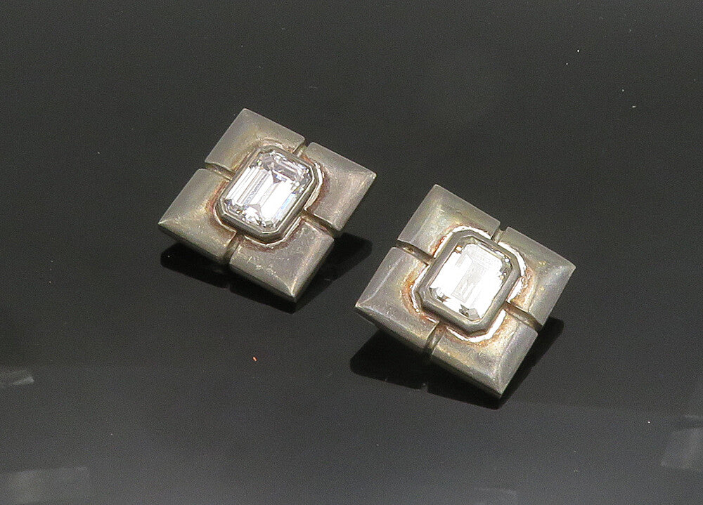 DND 925 Sterling Silver  Vintage Cubic Zirconia Non Pierce Earrings  EG9873