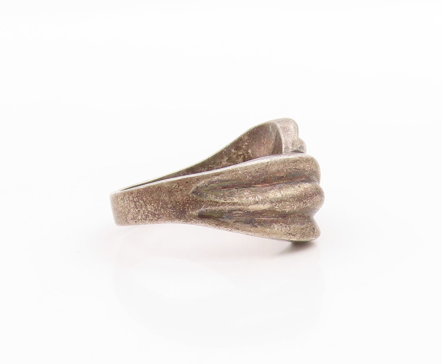 925 Sterling Silver Vintage Ring Dark Tone Carved Ribbon Knot  Sz 5.5  RG33548