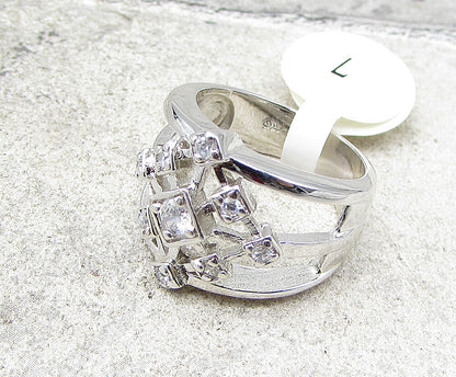 925 Sterling Silver  White Cubic Zirconia Thick Band Ring Sz 7  RG1968