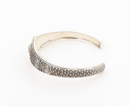 925 Sterling Silver Vintage Bracelet Topaz Intricate Seed Bead Pattern  BT12173