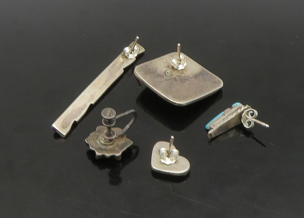 ZUNI NAVAJO 925 Sterling Silver Vintage Multi Stone Lot Single Earrings EG11259