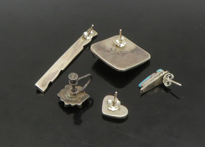 ZUNI NAVAJO 925 Sterling Silver Vintage Multi Stone Lot Single Earrings EG11259