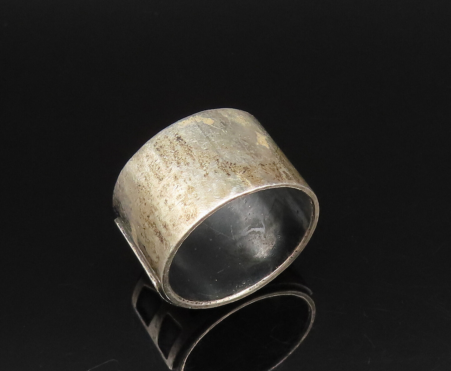 925 Sterling Silver  Vintage Carved Multi Shape Band Ring Sz 7.5  RG25927
