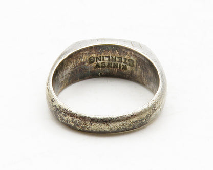 KINNEY 925 Sterling Silver  Vintage UOFN Square Dome Band Ring Sz 5  RG13143
