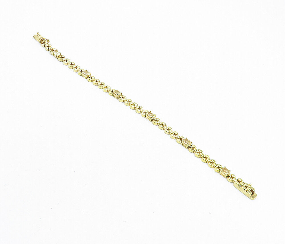 925 Sterling Silver Topaz Gold Plated Brick Layer Link Chain Bracelet BT2711