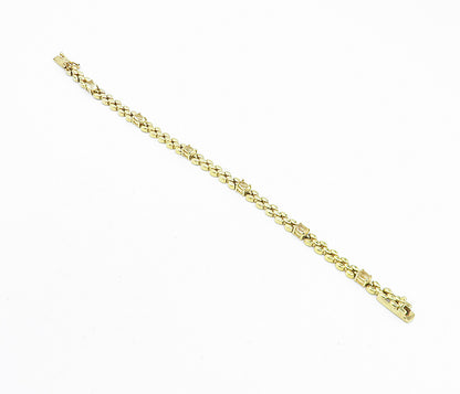 925 Sterling Silver Topaz Gold Plated Brick Layer Link Chain Bracelet BT2711