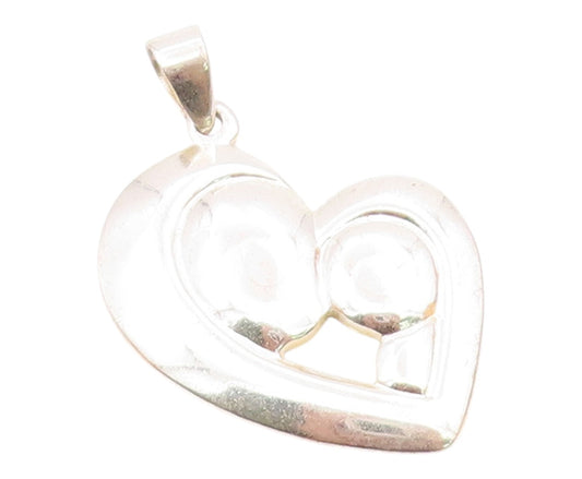 925 Silver  Vintage Love Is Patient Love Is Kind Heart Charm Pendant  PT20744