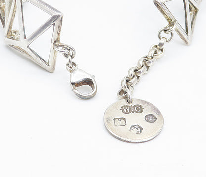 William Comyns 925 Silver  Vintage Modernist Geometric Chain Bracelet  BT3429