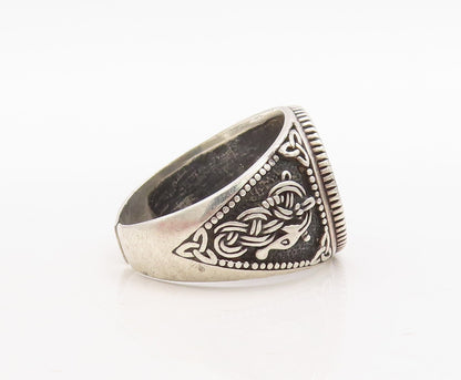 925 Sterling Silver Vintage Ring Dark Tone Celtic Design Cutout  Sz 12  RG31657