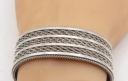TAHE 925 NAVAJO Sterling Silver  Vintage Shiny Rope Twist Cuff Bracelet BT2204