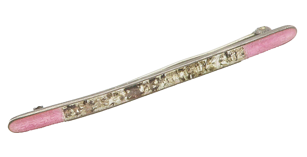 925 Sterling Silver  Vintage Pink Enamel Coated Bar Brooch Pin  BP6018