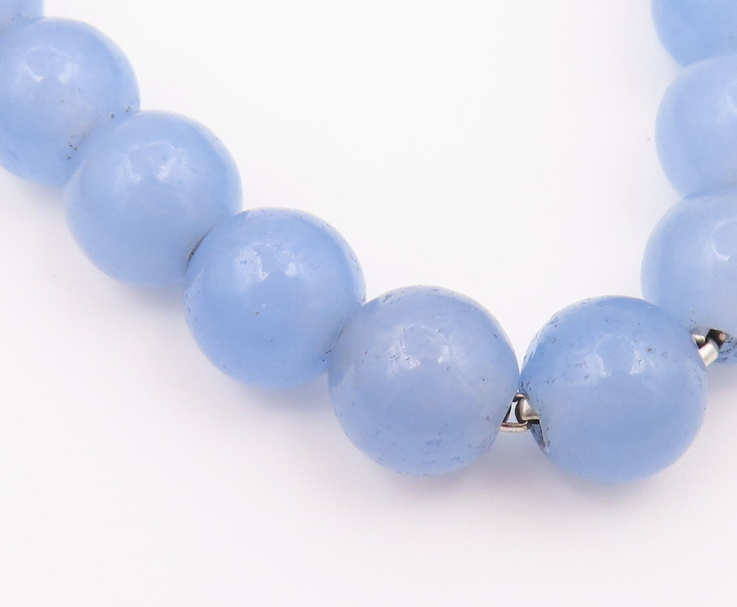 925 Sterling Silver Vintage Bracelet DAVID YURMAN Blue Chalcedony Beads  BT12190