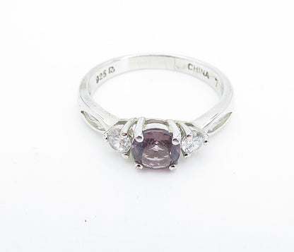 ROSS SIMON 925 Silver  Amethyst & Topaz Solitaire Accent Ring Sz 7  RG7423