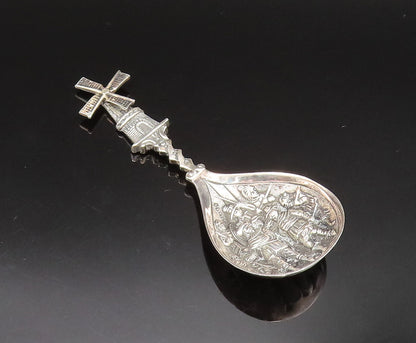 925 Sterling Silver  Vintage Men With Swords Under Windmill House Spoon TR3390
