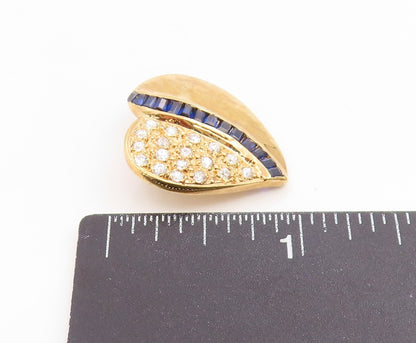 925 Sterling Silver Vintage Pendant Gold Plated Sapphire & CZ Love Heart PT26178