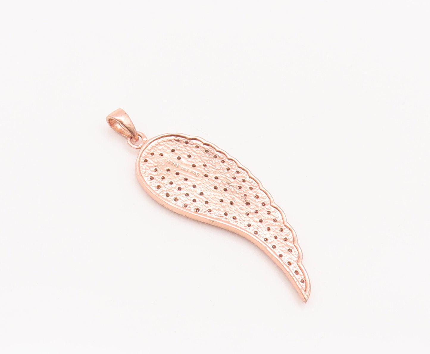 925 Sterling Silver Vintage Pendant Solid Rose Gold Topaz Beaded Leaf  PT22641