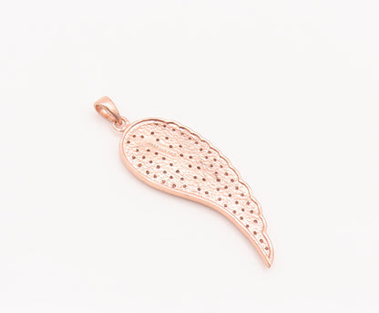 925 Sterling Silver Vintage Pendant Solid Rose Gold Topaz Beaded Leaf  PT22641