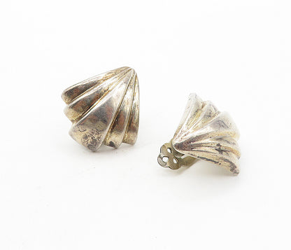 BAYANIHAN 925 Silver  Vintage Fluted Fan Design Non Pierce Earrings  EG3859