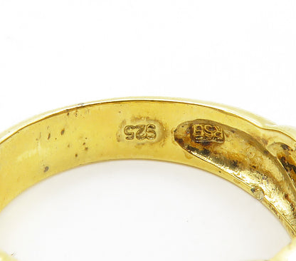 925 Sterling Silver  Genuine Diamond Shiny Gold Plated Band Ring Sz 8  RG15431
