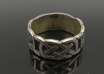 925 Sterling Silver  Vintage Dark Tone Celtic Knot Band Ring Sz 12  RG23535