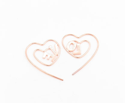 925 Sterling Silver Vintage Earrings Rose Gold Plated Love Heart Strings EG13763