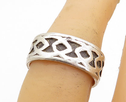 925 Sterling Silver  Vintage Antique Oxidized Pattern Band Ring Sz 6  RG5009