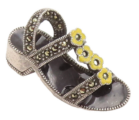 925 Sterling Silver Vintage Brooch Pin JUDITH JACK Marcasite Sandal  BP10539