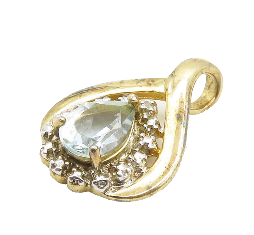ROSS SIMON 925 Silver  Vintage Genuine Diamond & Blue Topaz Pendant  PT12078