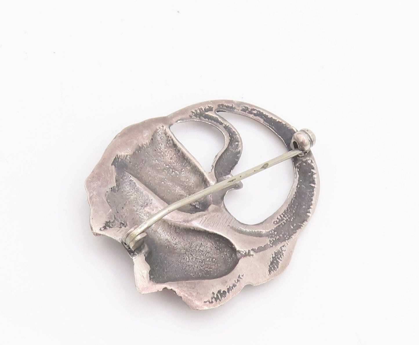 925 Sterling Silver Vintage Brooch Pin Antique Swirly Carved Lilies  BP10660