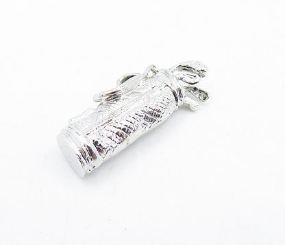 925 Sterling Silver  Vintage Shiny Petite Bag Of Golf Clubs Pendant  PT4756
