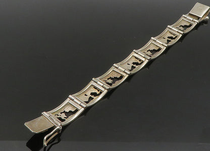 925 Sterling Silver  Vintage Alpaca Traveler Panel Chain Bracelet  BT8920