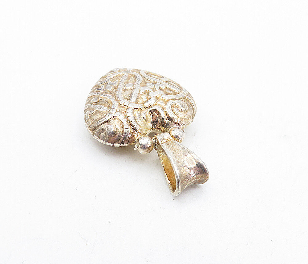 925 Sterling Silver  Vintage Shiny Hollow Swirl Love Heart Pendant  PT3477