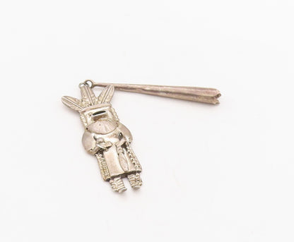 925 Sterling Silver Vintage Pendant NAVAJO Designer Carved Trible Man  PT23638