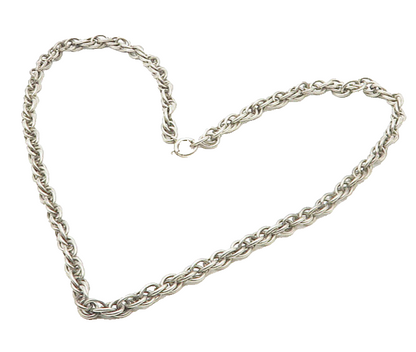 925 Sterling Silver  Vintage Smooth Oval Cluster Link Chain Necklace  NE2904