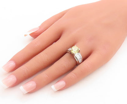 925 Sterling Silver Vintage Ring Rectangle CZ Band Round Citrine  Sz 7  RG31184