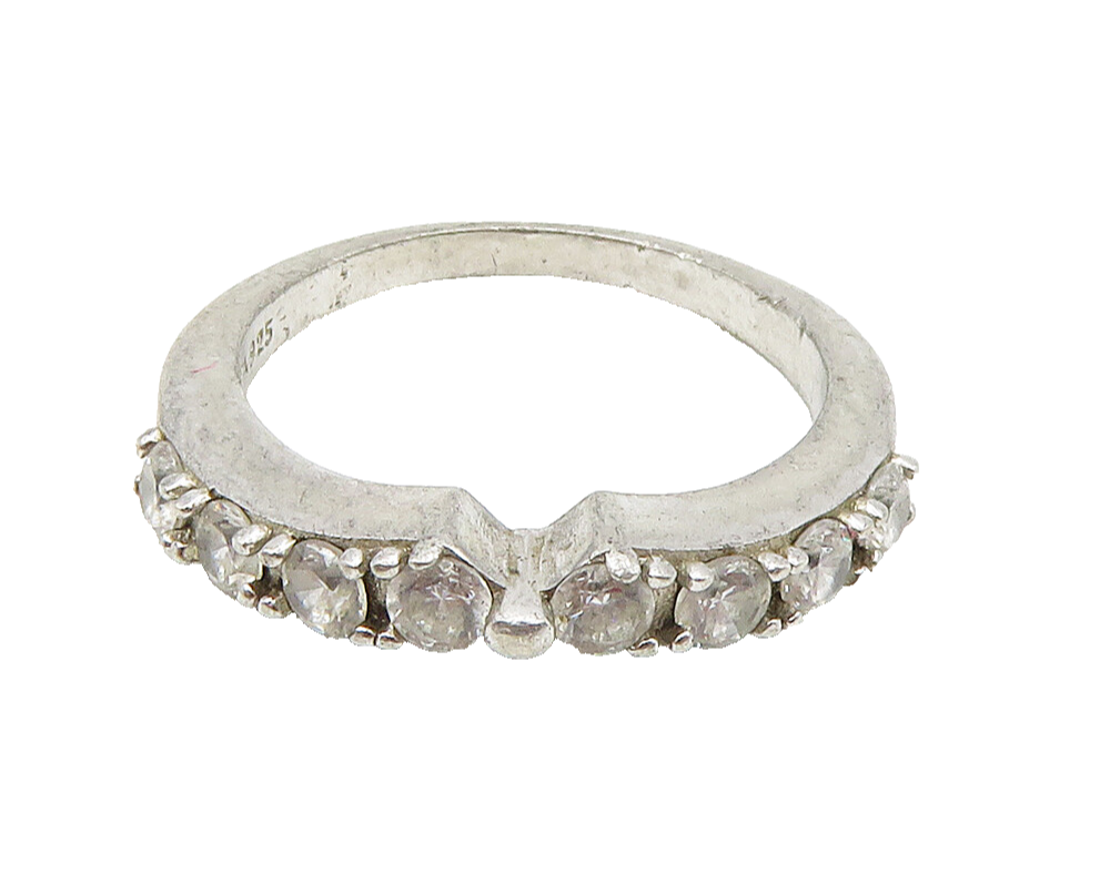 SETA 925 Sterling Silver  Vintage Cubic Zirconia Shiny Band Ring Sz 7  RG15951