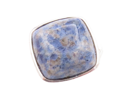 925 Sterling Silver Vintage Ring Square Cabochon Gemstone  Sz 7 RG31574