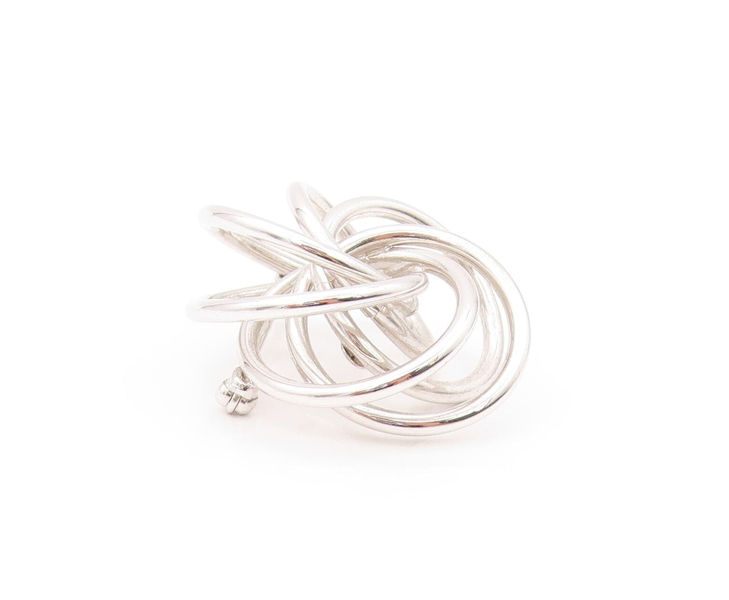 925 Sterling Silver Vintage Brooch Modernist Cutout Rings Flower  BP11519