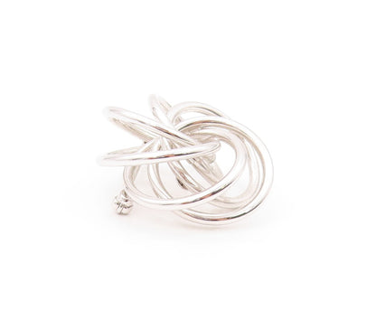 925 Sterling Silver Vintage Brooch Modernist Cutout Rings Flower  BP11519