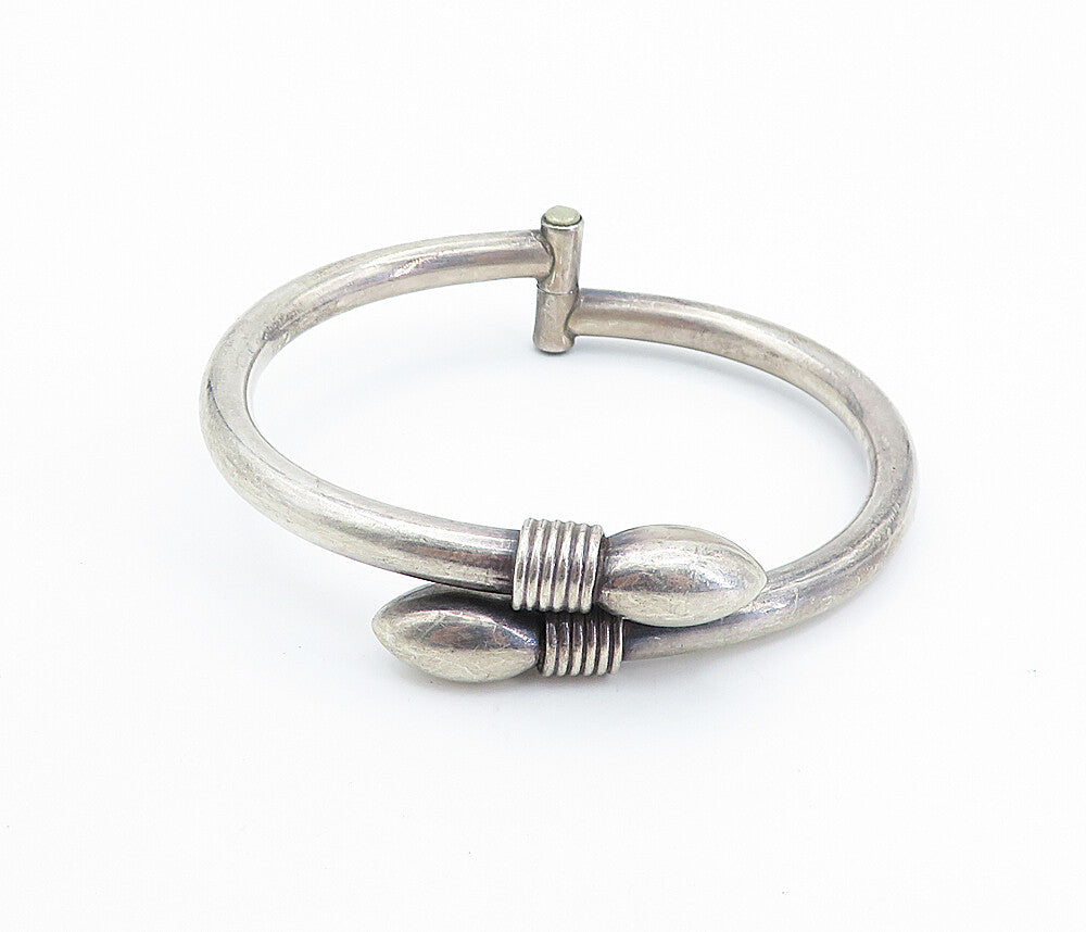 MEXICO 925 Sterling Silver Vintage Pointed Bypass Bangle Bracelet BT2925