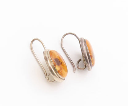 925 Sterling Silver Vintage Earrings Modernist Dried Flower Design  EG13556