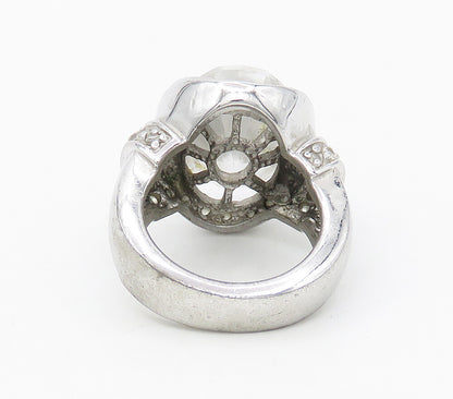 925 Sterling Silver  Faceted Cubic Zirconia Shiny Cocktail Ring Sz 6  RG16937